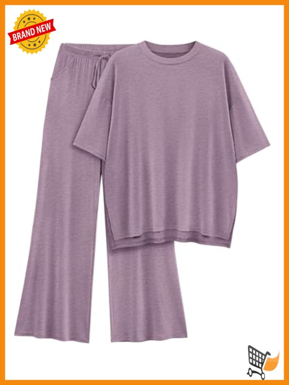 Women's Lounge Set Short Sleeve Top Wide Leg Pants Matching 2 Piece